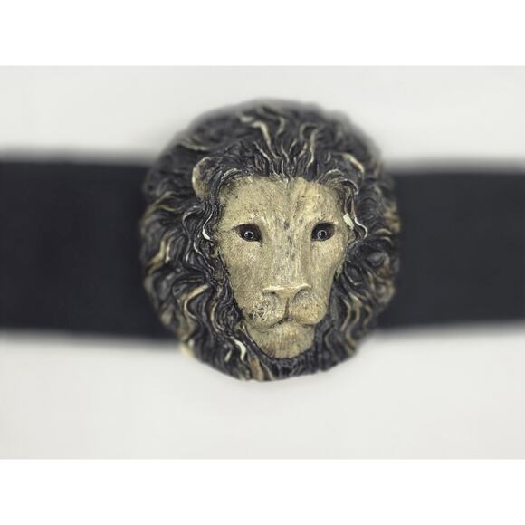 Charmant Belts Lion Head Buckle Women Large Black Elastic Stretch Statement Belt
